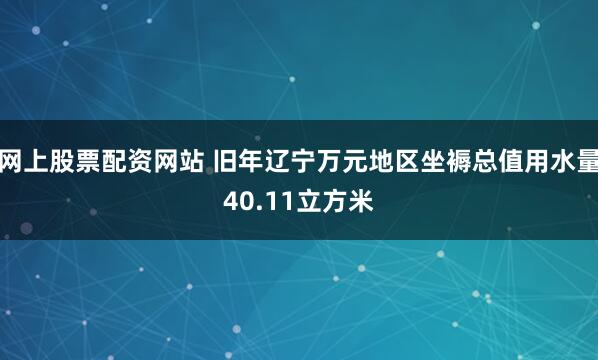 网上股票配资网站 旧年辽宁万元地区坐褥总值用水量40.11立方米