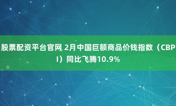 股票配资平台官网 2月中国巨额商品价钱指数（CBPI）同比飞腾10.9%
