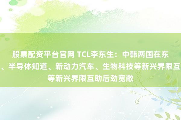 股票配资平台官网 TCL李东生：中韩两国在东谈主工智能、半导体知道、新动力汽车、生物科技等新兴界限互助后劲宽敞